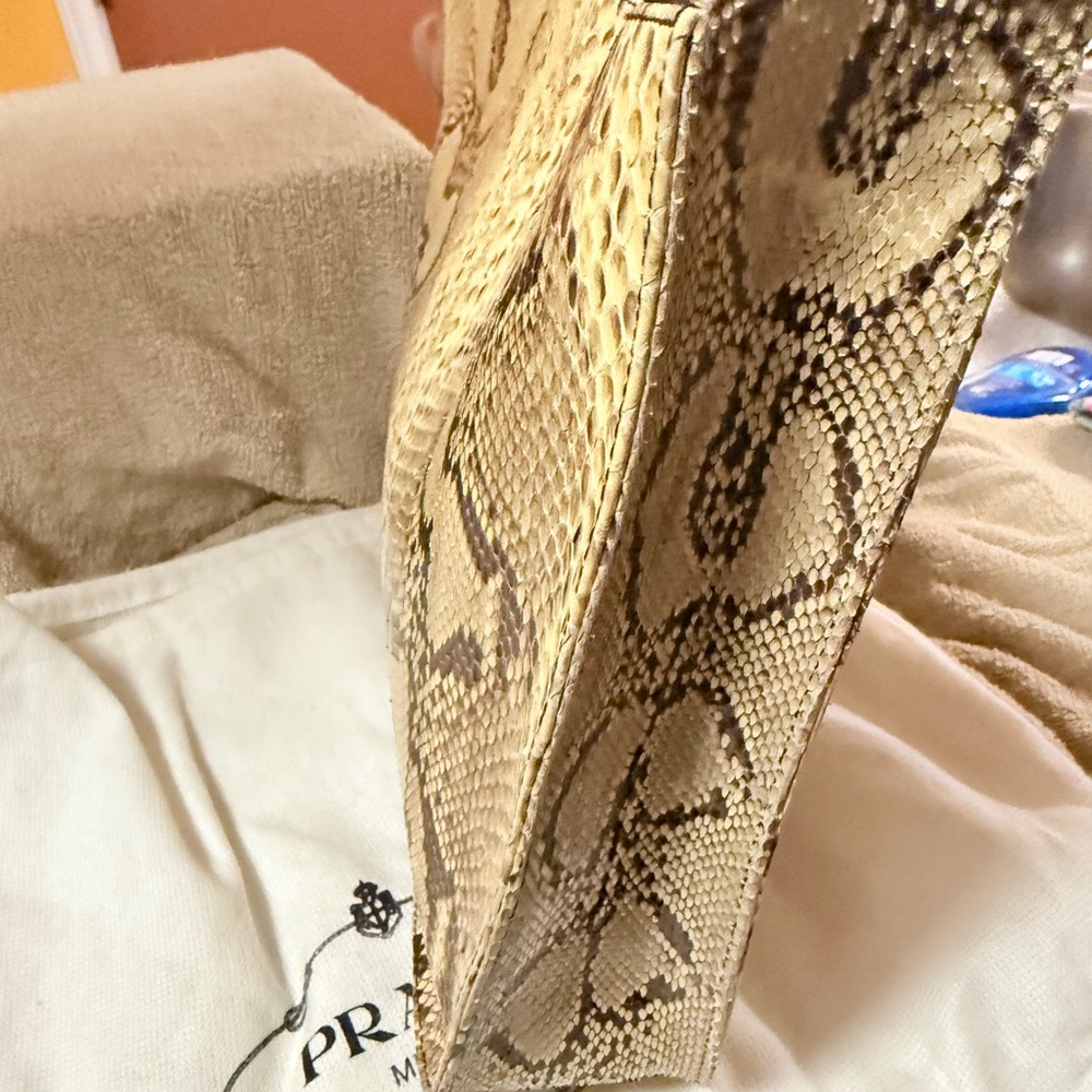 Prada Gold/Brown Python Snake Print Shoulder Bag - image 3